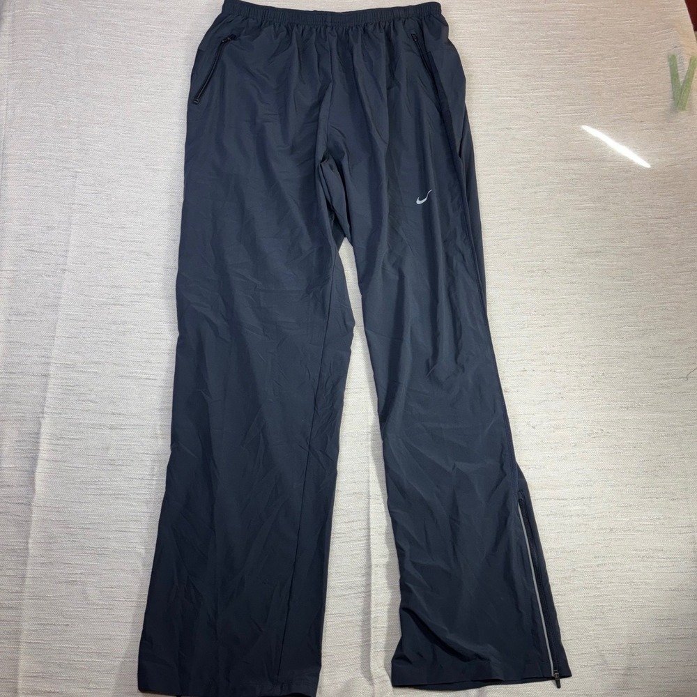 Nike Dri-FIT Track Pants Mens XXL Long Navy Mesh Side Zip Activewear Pockets